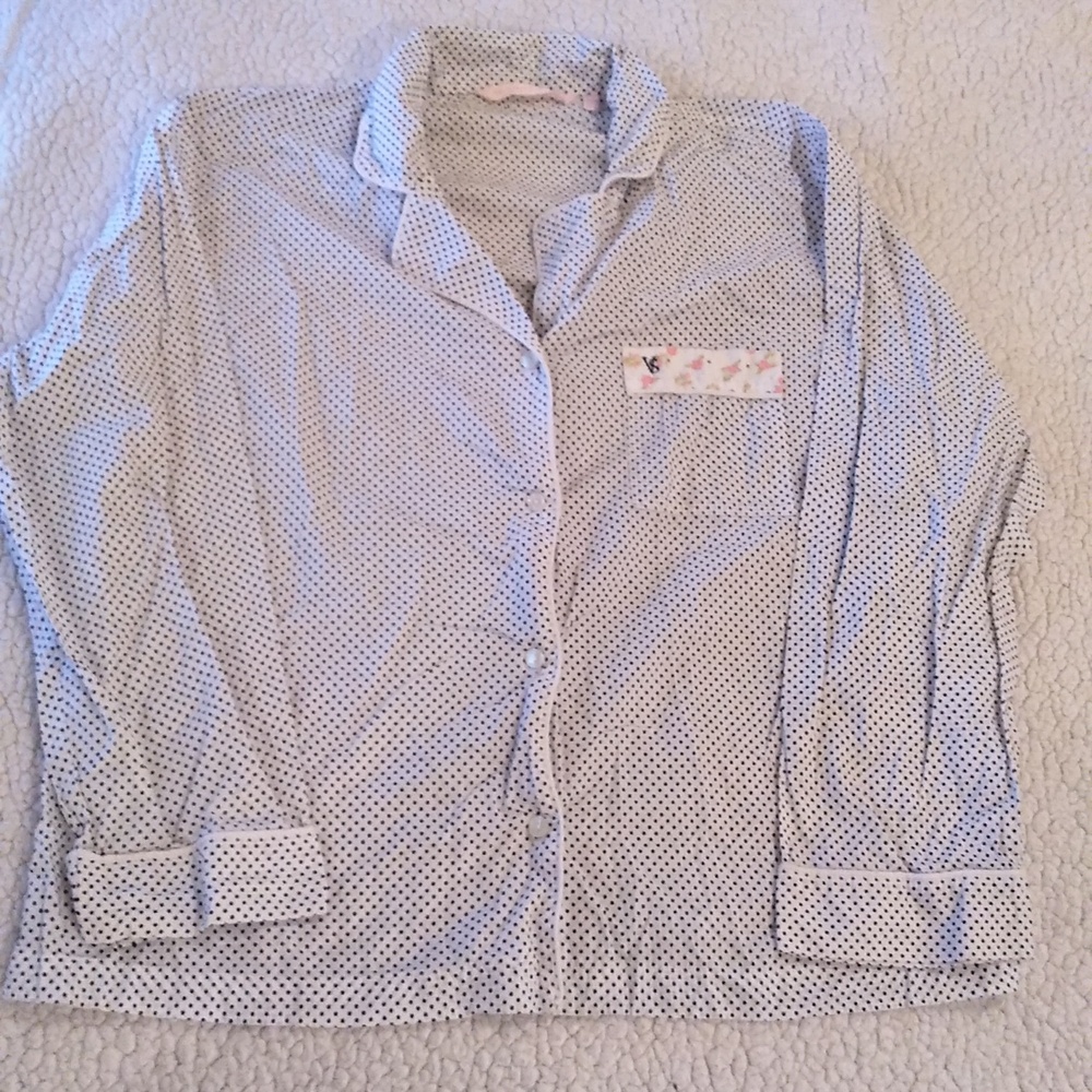 Victoria Secret VINTAGE "Pajama Top" Button Down, Long Sleeve Lrg